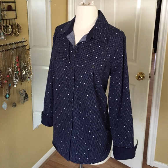 Navy and White Polka Dot Top - Picture 2 of 3