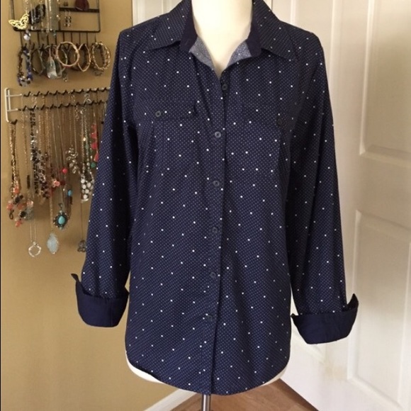 Navy and White Polka Dot Top - Picture 3 of 3