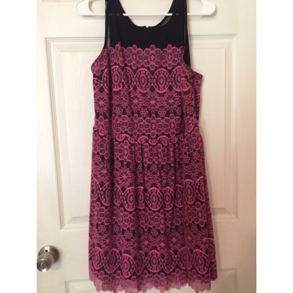 Mesh-top Pink Lace Dress