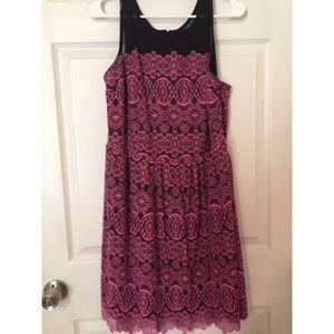 Mesh-top Pink Lace Dress