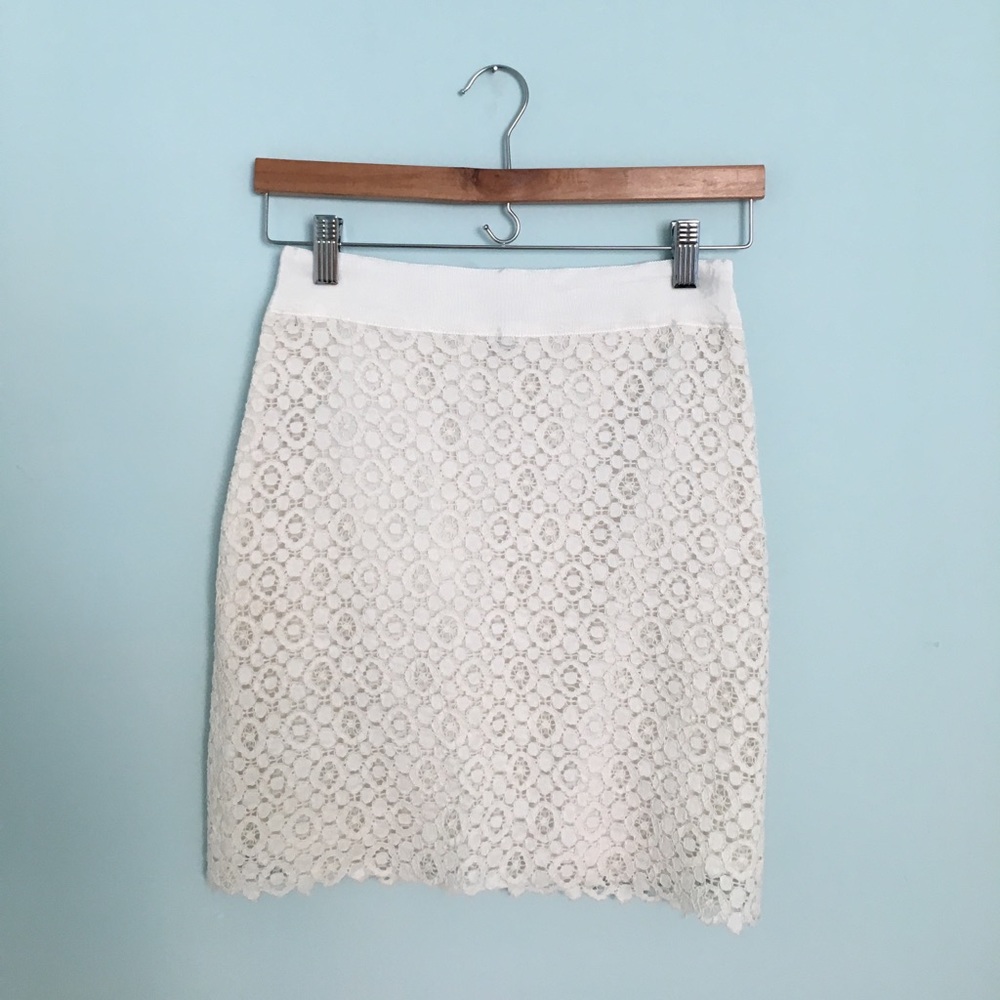 White pencil lace skirt