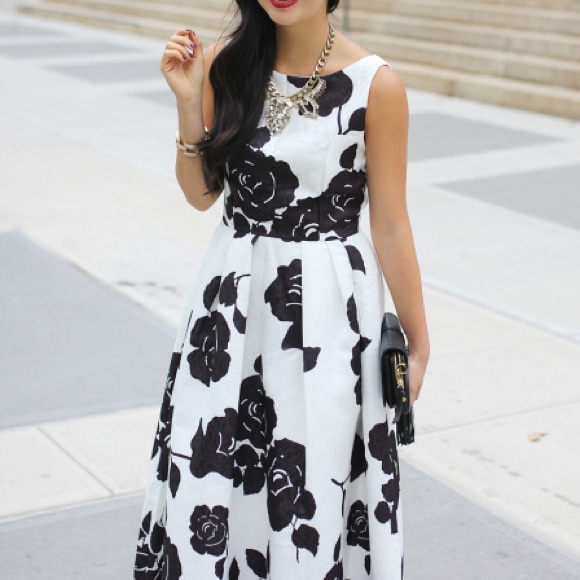 Chicwish Dresses - REDUCED‼️ Black and White Floral Tea Length Dress Chicwish Dresses - REDUCED‼️ Black and White Floral Tea Length Dress