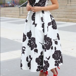 Chicwish Dresses - REDUCED‼️ Black and White Floral Tea Length Dress Chicwish Dresses - REDUCED‼️ Black and White Floral Tea Length Dress