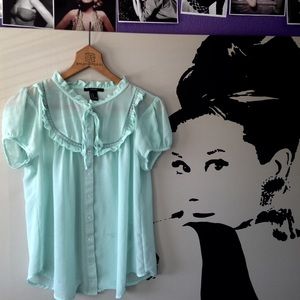 Mint Sheer Babydoll Top