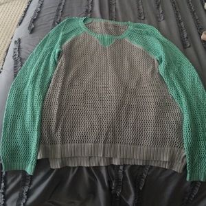Grey and Green Light Weight Sweater