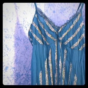 Sheer teal spaghetti-strap blouse