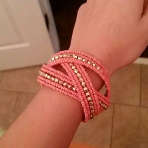 Coral and gold bracelet