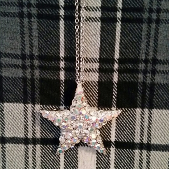 Crystal Star Pin with adjustable necklace