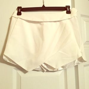 White asymmetrical shorts