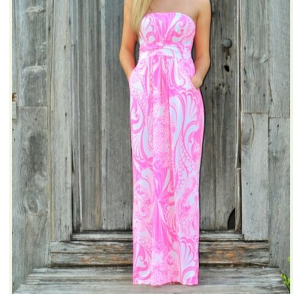 Pink and white maxi dress!!  NWOT