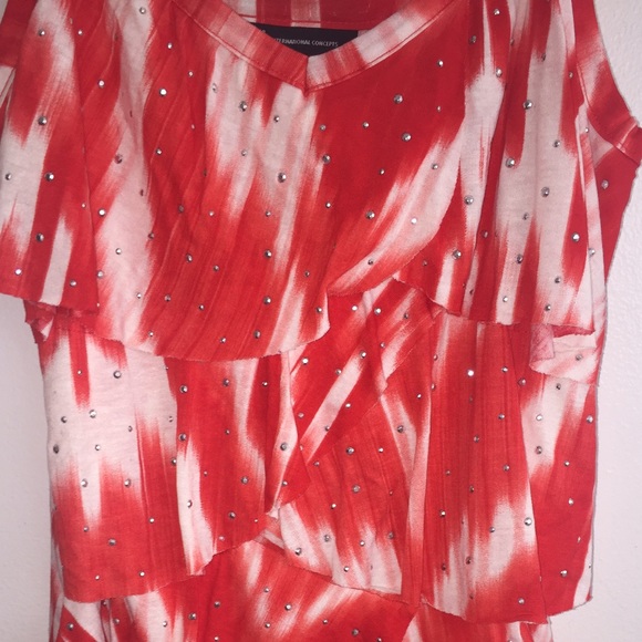 New! -INC red ruffled  top - Picture 3 of 4