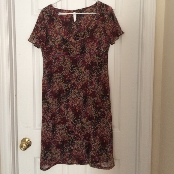 Maroon and gold print dress