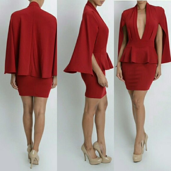 Cape peplum dress