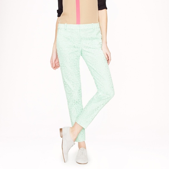 J Crew Cafe Capri Eyelet Pinwheel in Mint