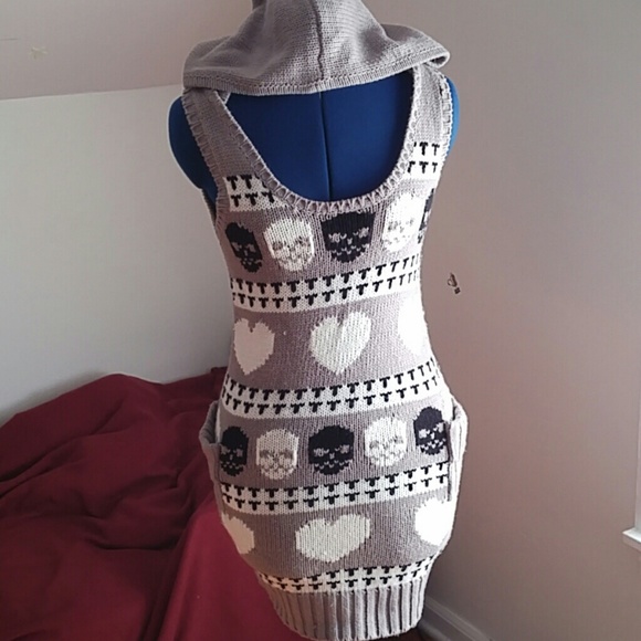 black crimson Dresses & Skirts - 8bit skull sweater dress