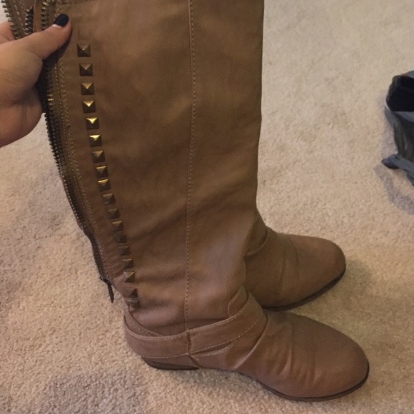 Brown studded boots