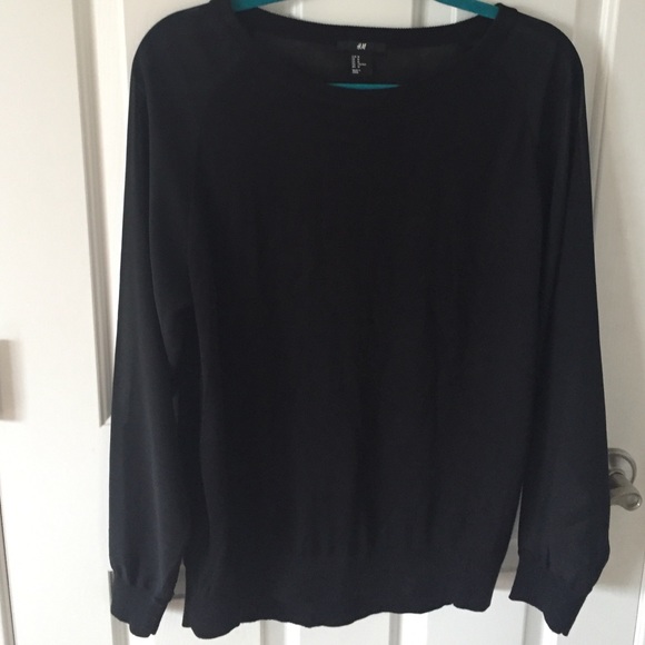 H&M black sweater top with sheer sleeves!!