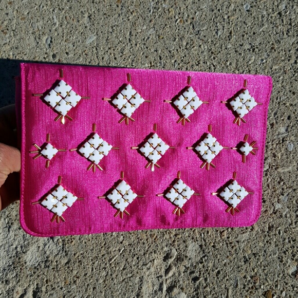 Studded Magenta Clutch