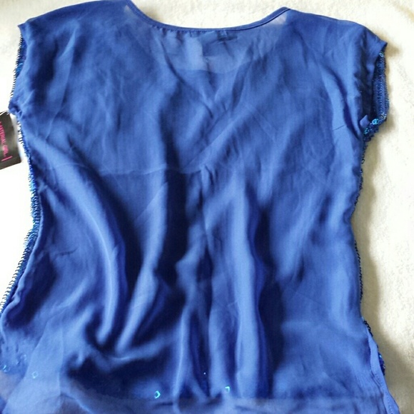 Gorgeous Blue Sequin Top - Picture 2 of 3