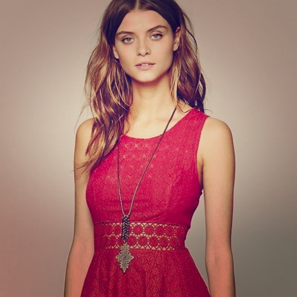 Free People orange sleeveless dress