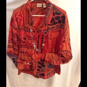 Chico size 3 blazer Jacket orange multi color