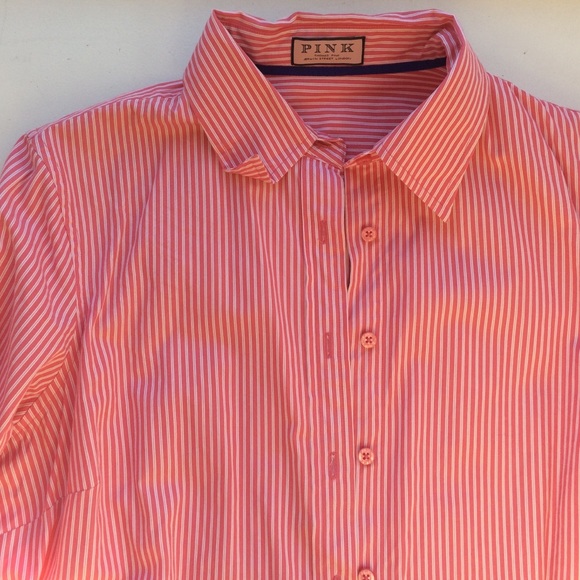 NWOT PINK Button Down Shirt Pink with Stripes - Picture 1 of 2
