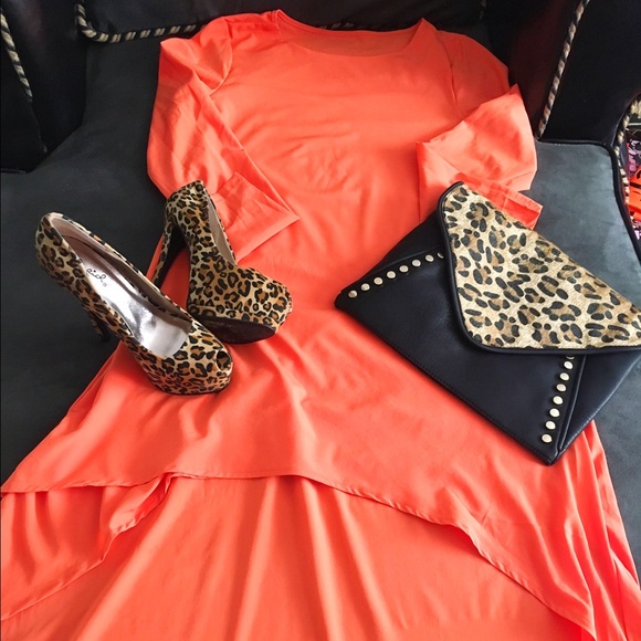 Orange high low dress