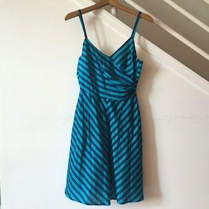 Navy and turquoise striped Corey Lynn Calter dress