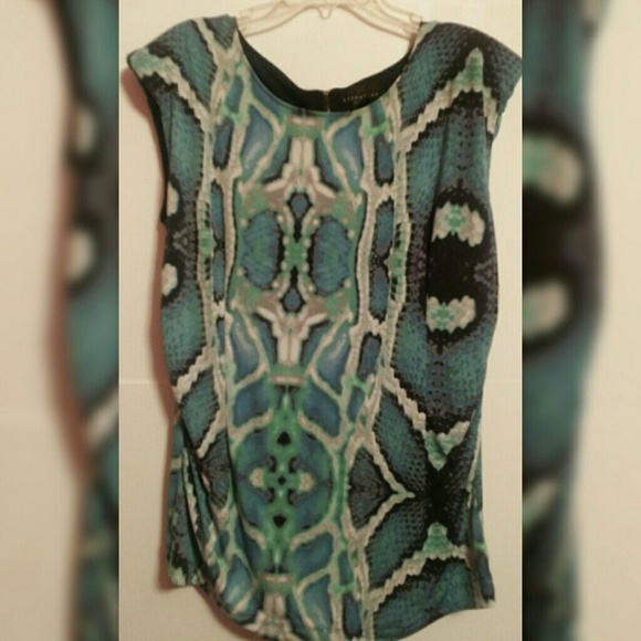 Snakeskin Printed Dress W/ Padded Shoulders