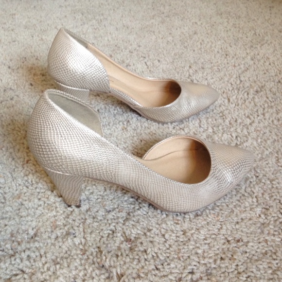 Gold snake print heels