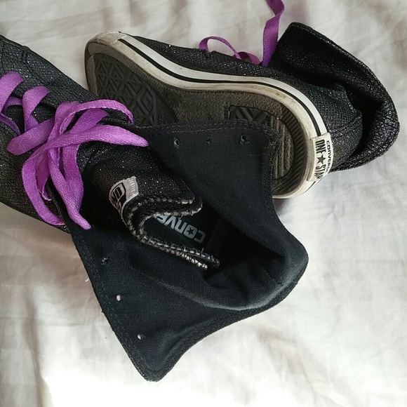 Sold Sparkly black converse - Picture 3 of 4