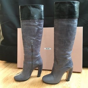 **DONATED**Miu Miu Tall Boots: Gray + Black