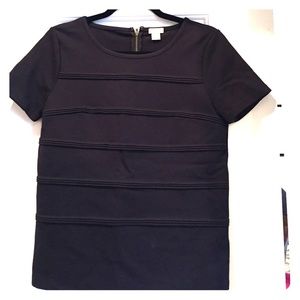 JCrew Black Top Pleat Details