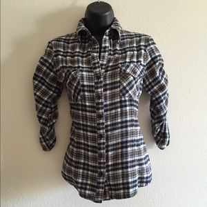 Rouched Flannel Shirt