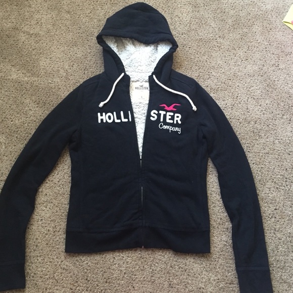 Dark navy blue Hollister zip up hoodie