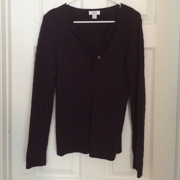 Purple LOFT cable knit cardigan