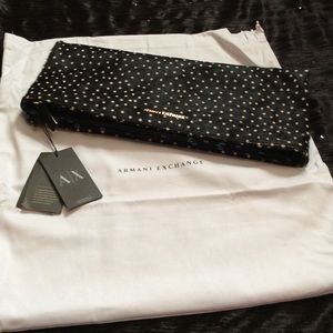 Armani Exchange Genuine Calf Hair Polka Dot Clutch