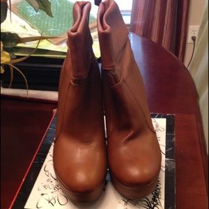 $10 Cognac brown heeled booties. Gently used!