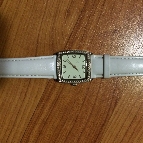 White watch with rhinestones