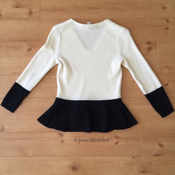 Banana Republic Black & White Peplum Sweater Top - Picture 3 of 3