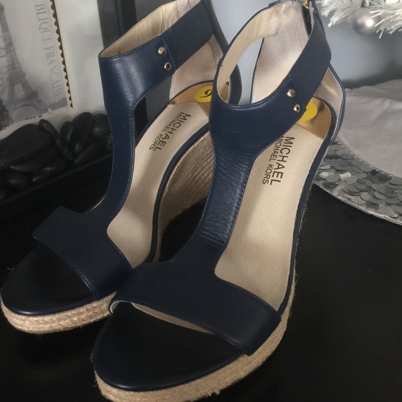 michael kors navy blue wedges