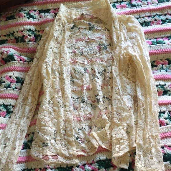 White lace button up!