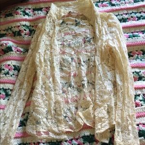 White lace button up!