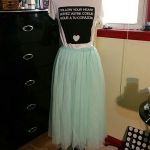 Full length mint tulle