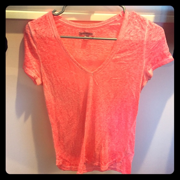 V-neck shirt, pink shirt.