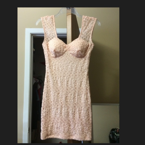 Pink lace body hugging dress