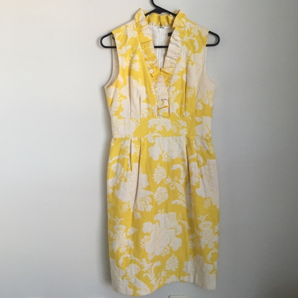 Yellow and White knee length dress