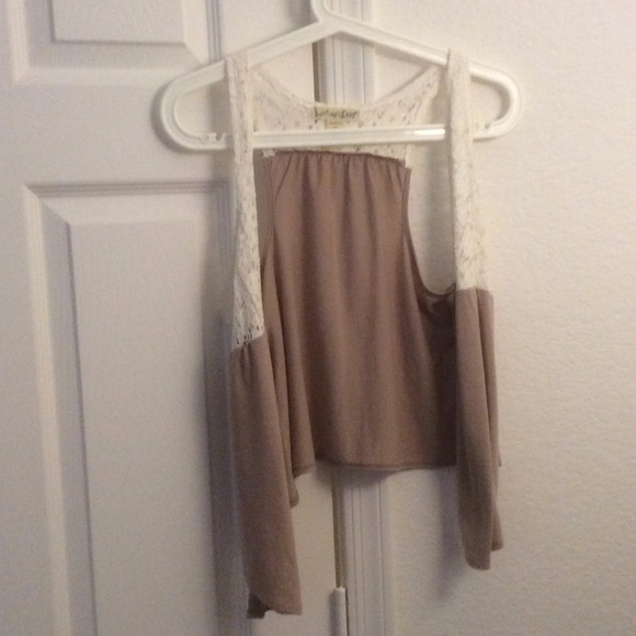 Tan and lace vest