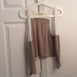 Tan and lace vest