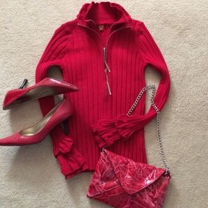 Double zipper red sweater